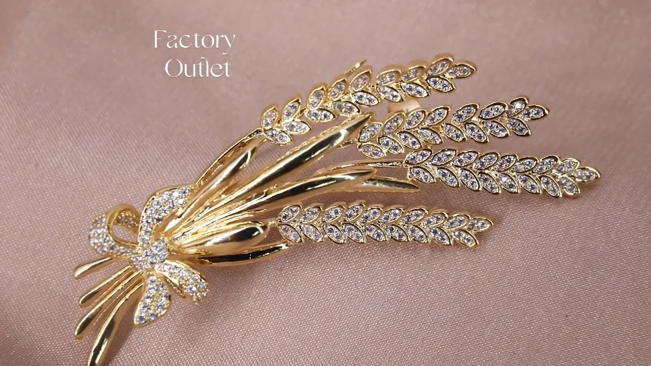 Fashion Jewelry Gold Plated Ear of Wheat Brooch Pin for Women