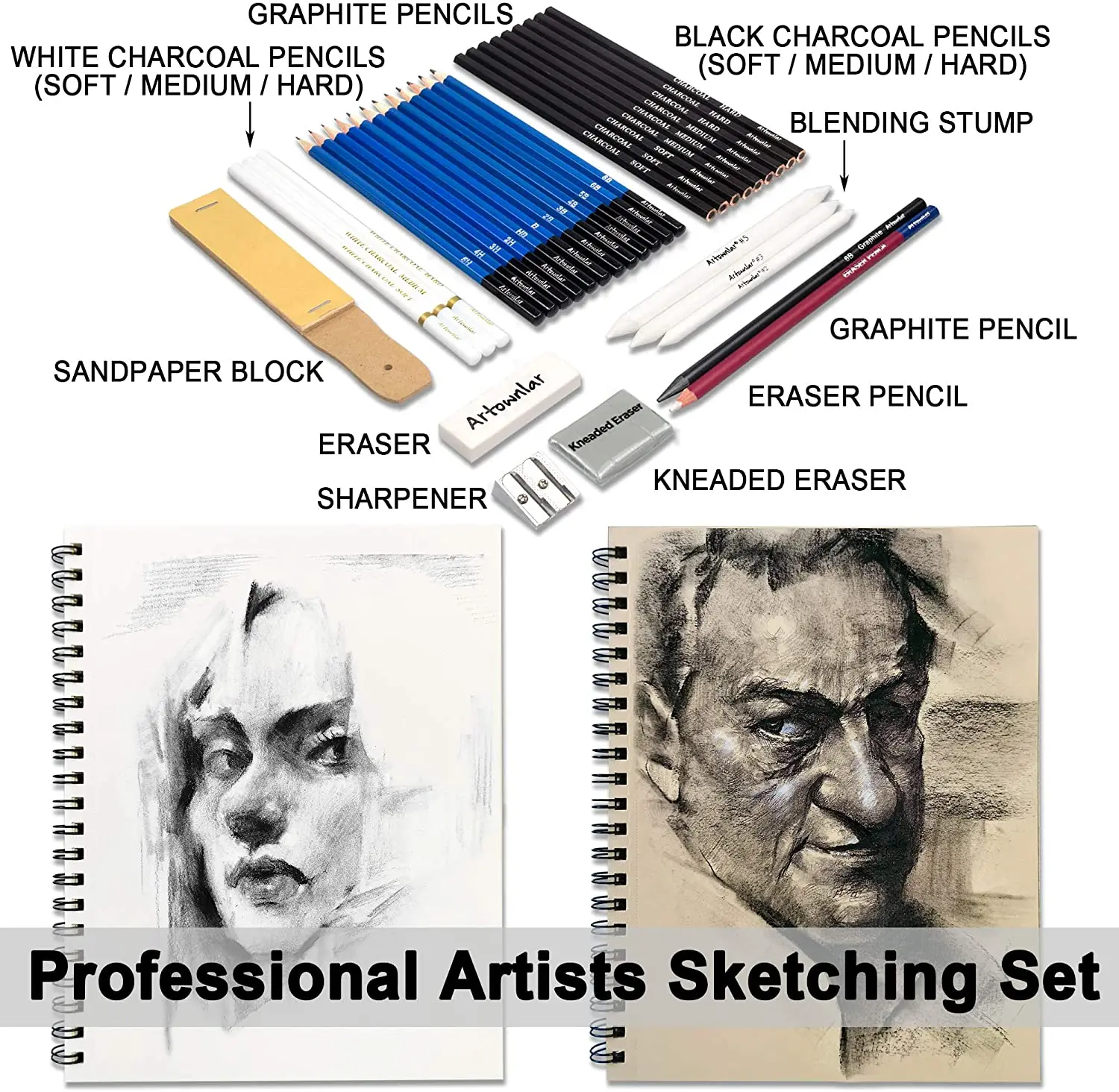 Artownlar 72 Pack Drawing Sketching Set with 8x11 Sketchbook