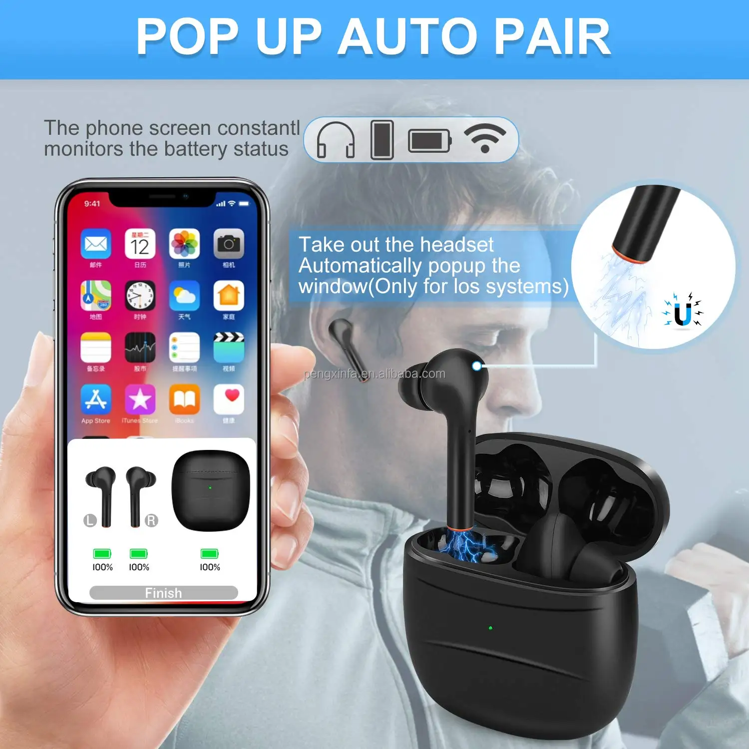 Original Factory J3 Blackpods Ear Buds Wireless Headset Waterproof Bt 5