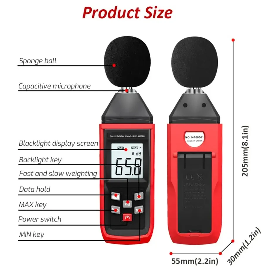 Professional Noise Meter,Sound Detector Digital Sound Level Meter