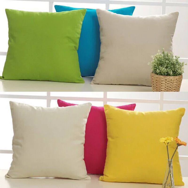 Однотонные льняной подушки декоративные ткани