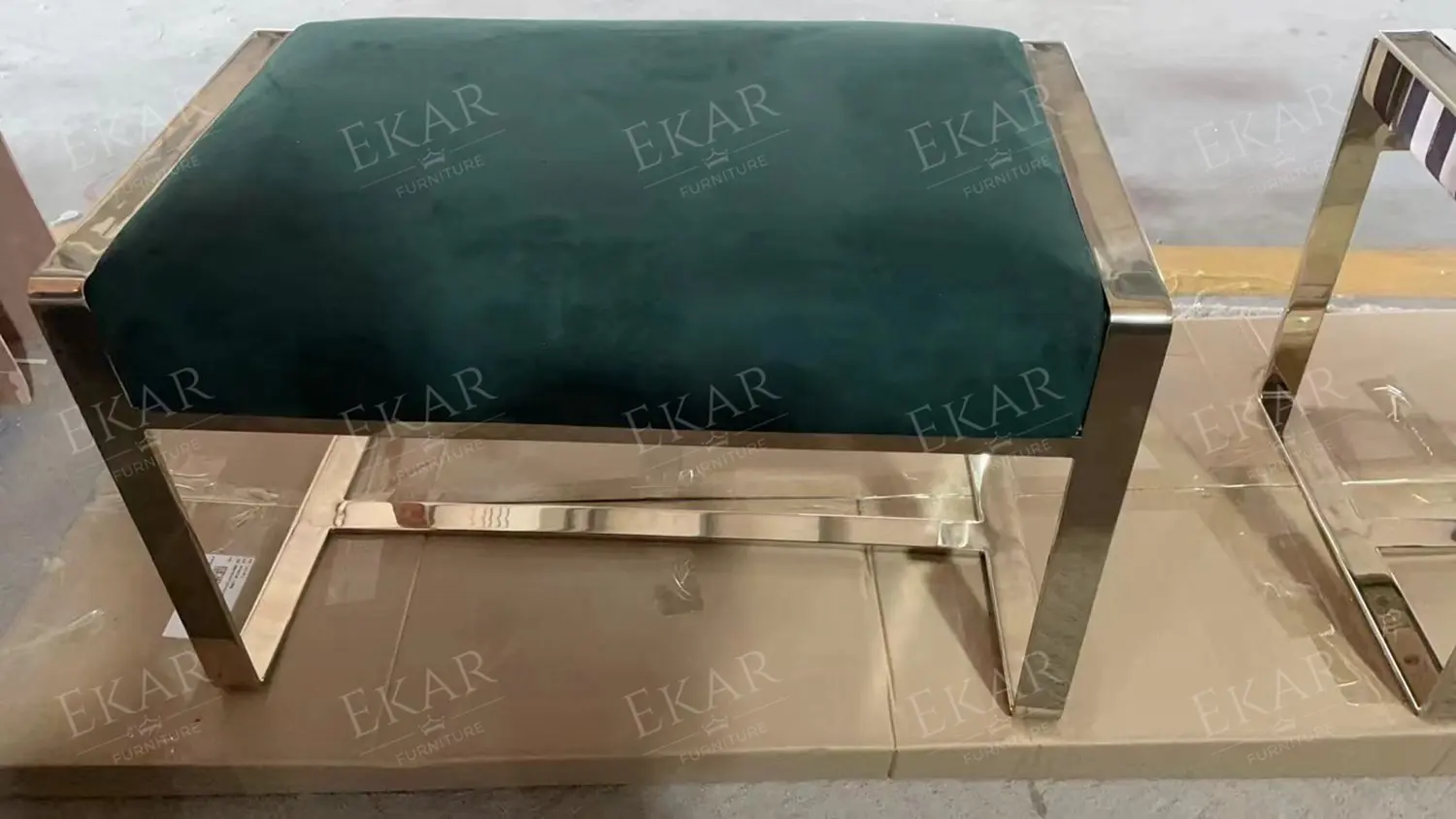 product ekar furniture hot selling upholstered chair with metal feet modern stool-64