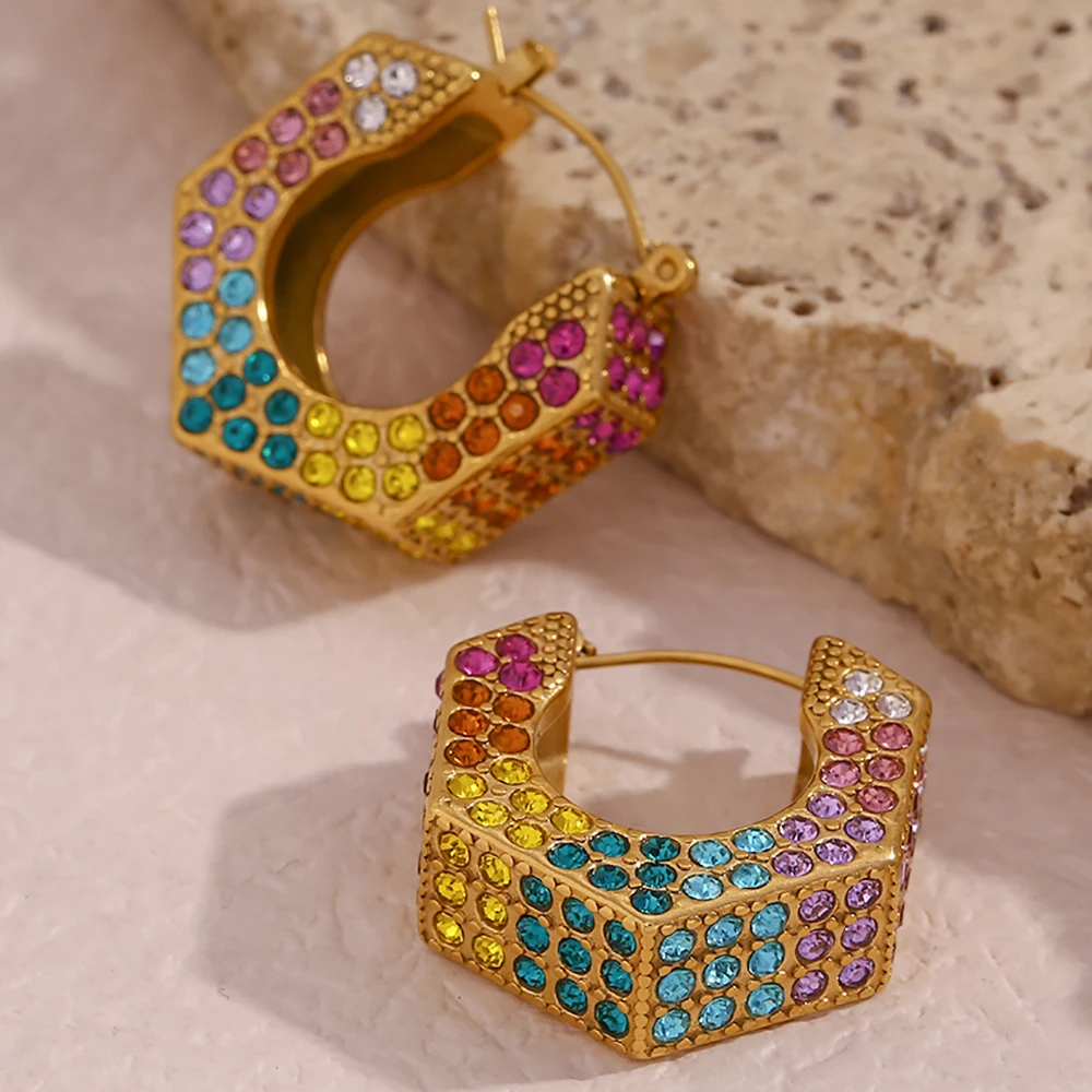 Tarnish Free Jewelry Set Y2k Enamel Crystal Rhinestone Earring Set Pvd