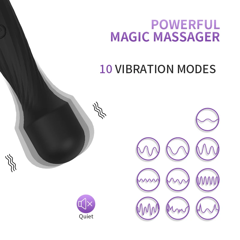 USB & DC Charging Adult Massager for Women Couple-Friendly AV Vibrator with 10 Variable Speeds