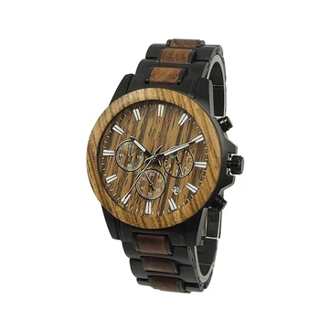 Watches Quartz Wrist Wooden Movement Luxury Custom Logo Private Label Japan Men Wooden Case Brown Analog 2 Years Mineral Glass