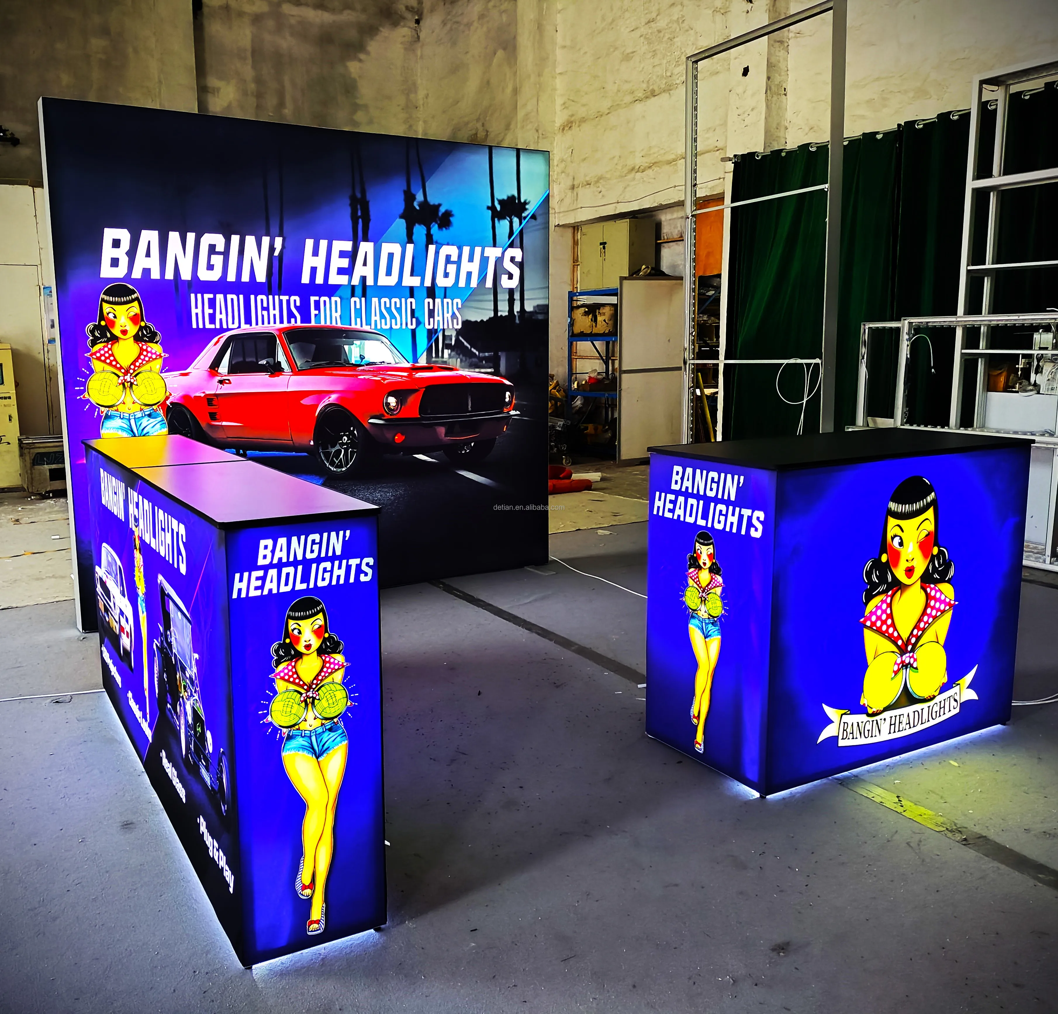 Detian Oferta Alta Qualidade Configuração Rápida Portátil De Alumínio Feira De Equipamentos feira feira Display Light Box Exhibition Booth