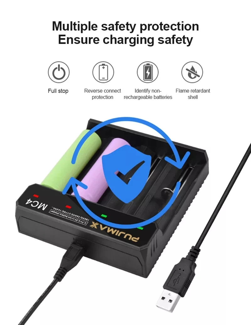 Pujimax 4 Slots Usb Fast Lithium Battery Charger 18650 217 00 Battery