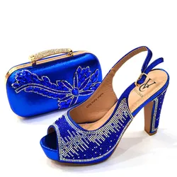 BS029 Luxury Blue crystal Womens wedding shoes Bride high heels Platform woman party dress female high Pumps Shoes