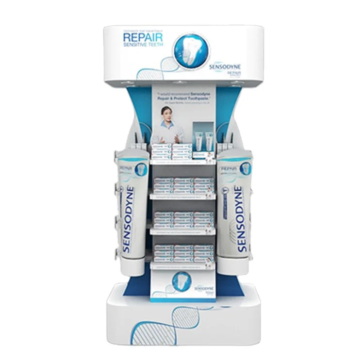 Custom Floor Beautiful Toothpaste Display Rack for Supermarket Retail Display Stand