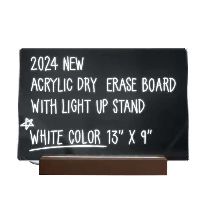 Acrylic LED Memo Board Portable Mini Luminous Note Board for Students Creative Erasable Whiteboard