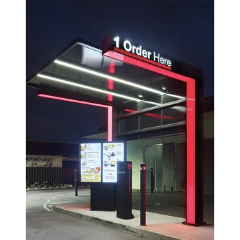 IP65 Outdoor Drive Through Menu Advertising Kiosk ultra Thin Standing Display Drive Thru Menu Board for Restaurants