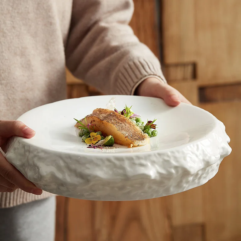 Plato de cena de cerámica blanca de Grado Superior ensalada postre pastel  Dim Sum mariscos Sushi Sashimi plato para servir Club restaurante vajilla