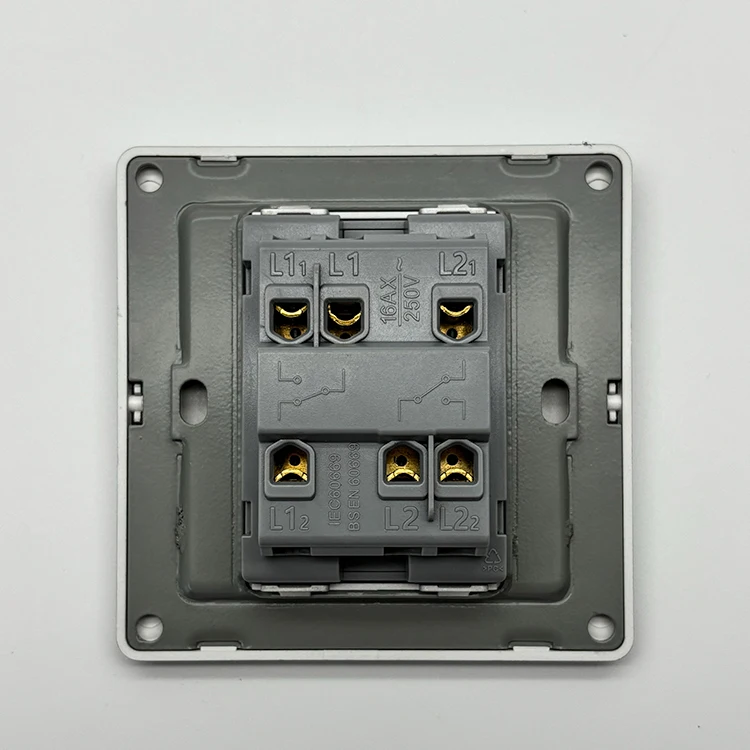 VNX Grey Electric Switches Home Custom 2 Gang 2 Way Wall Light Switch 86 Type Panel Universal UK Standard Switch