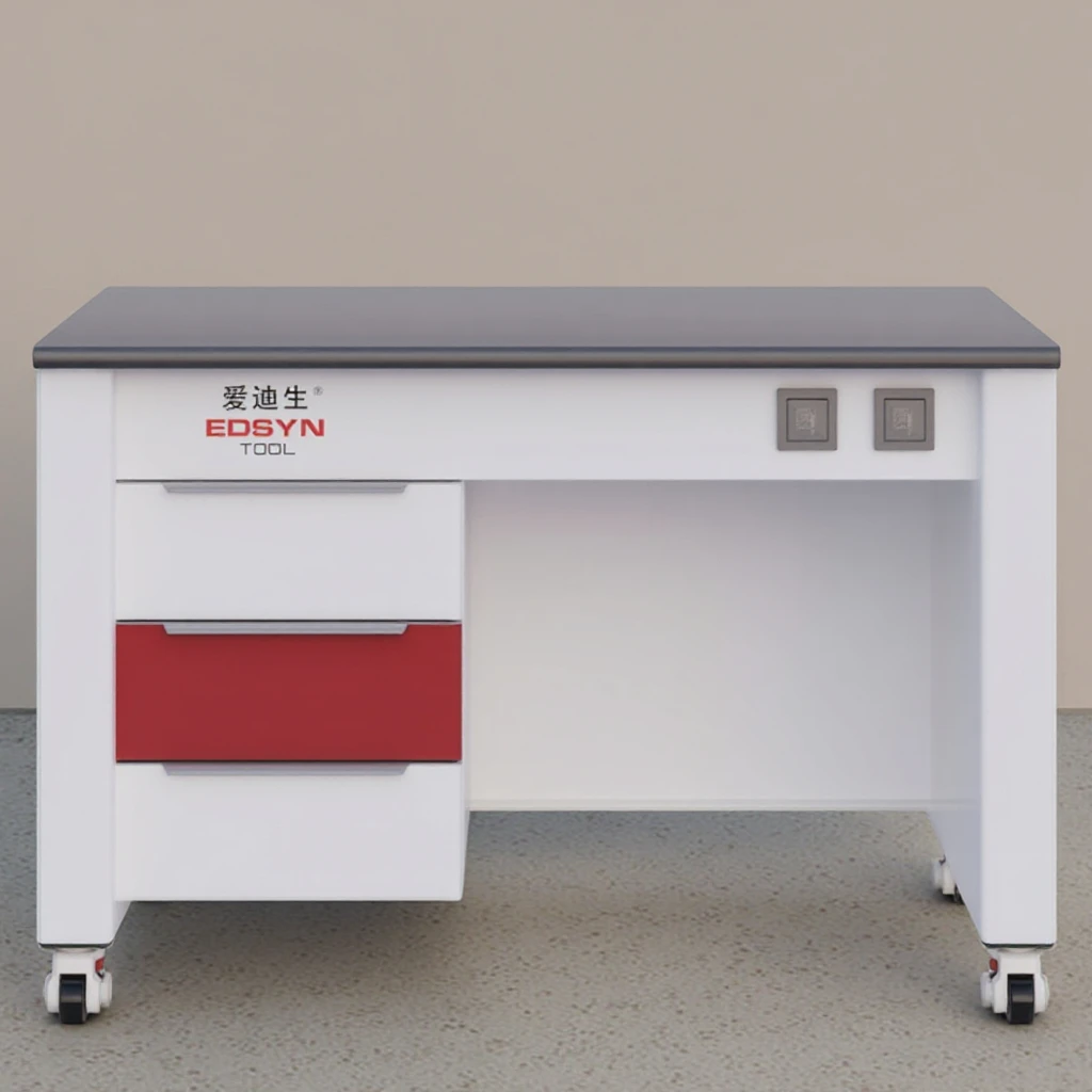 Basic Laboratory Bench Modern Industrial Design Ceramic Tabletop Epoxy Resin Coated Durable Workbench with Metal Panel