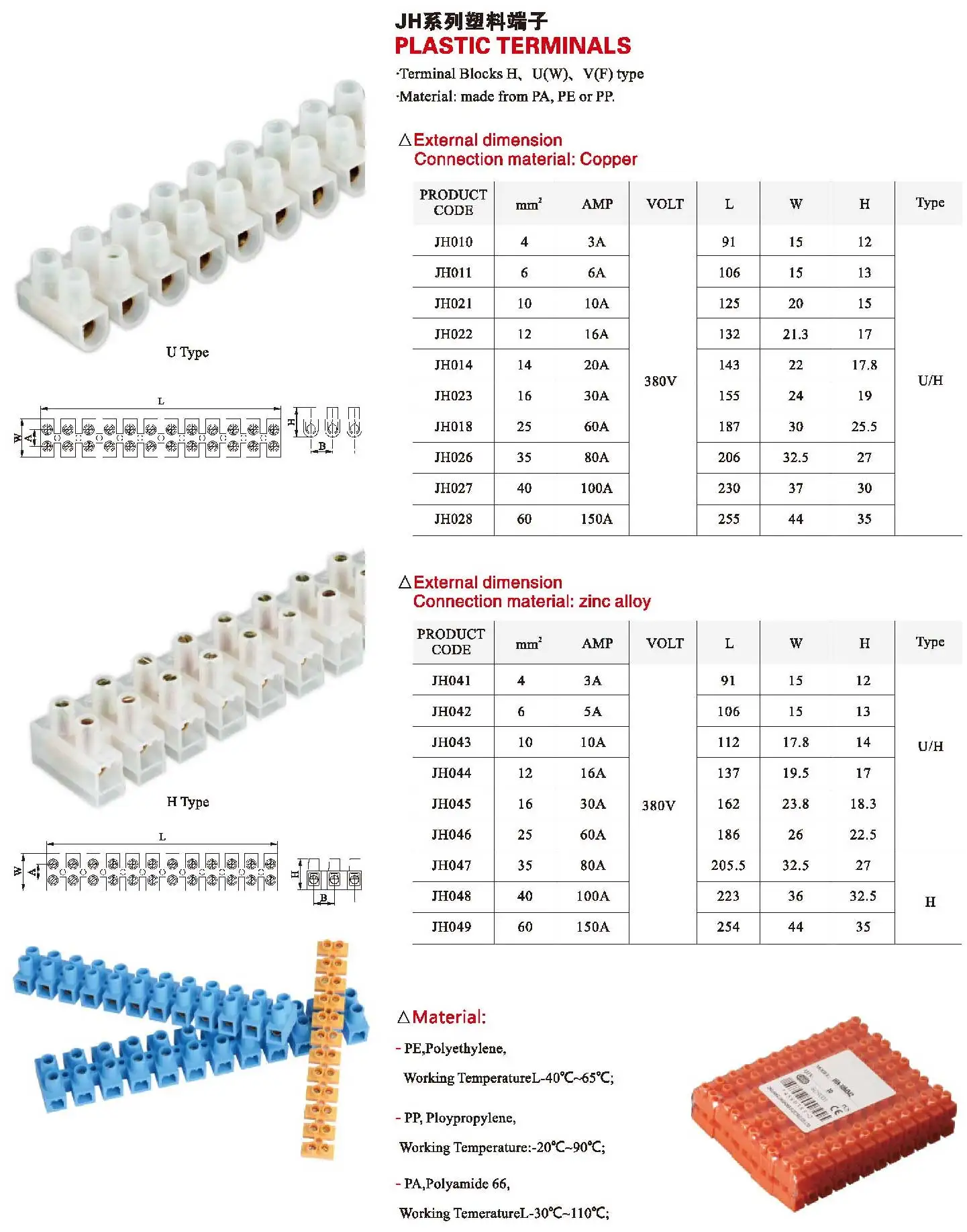 Type U Type H 12 Way 2 Row Terminal strip connector 16mm 30A 25mm 60A 35mm 80A 40mm 100A 60mm 150A screw barrier Terminal Block