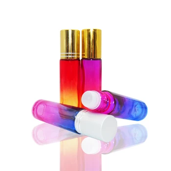 custom color gradient blue red pink black transparent empty container package perfume attar 5ml 10ml glass roller rollon bottle