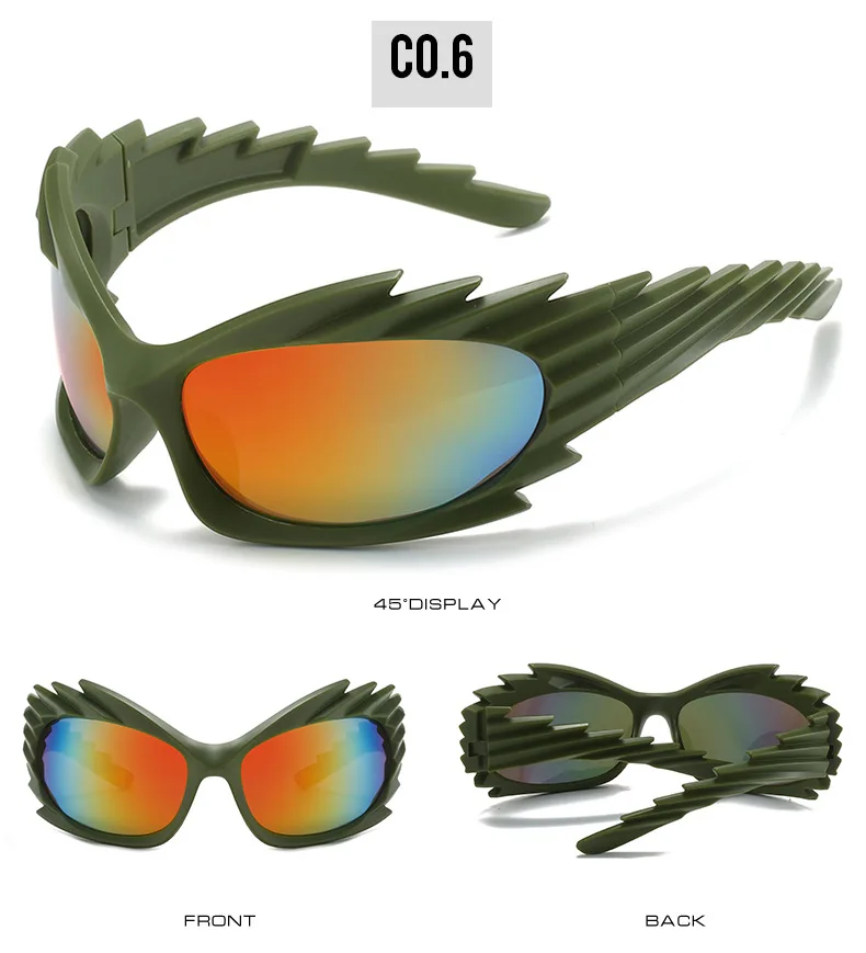 SPIKE BLACK Punk INS Trending Y2K Sunglasses Super Cool Sports Riding Cycling Fashion Sunglasses Gafas De Sol