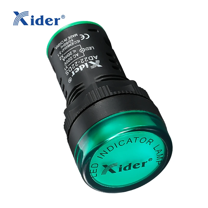 Xider AD22-22DS LED Indicator Lamp - Durable Plastic, IP65 Rated