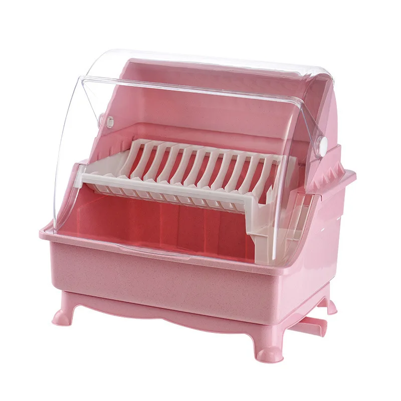 Perfk Basket Bowl Drying Holder Space Saving Dish Drainer for Bowl Spoons Kitchen Pink, Size: 45cmx23.5cmx15.5cm