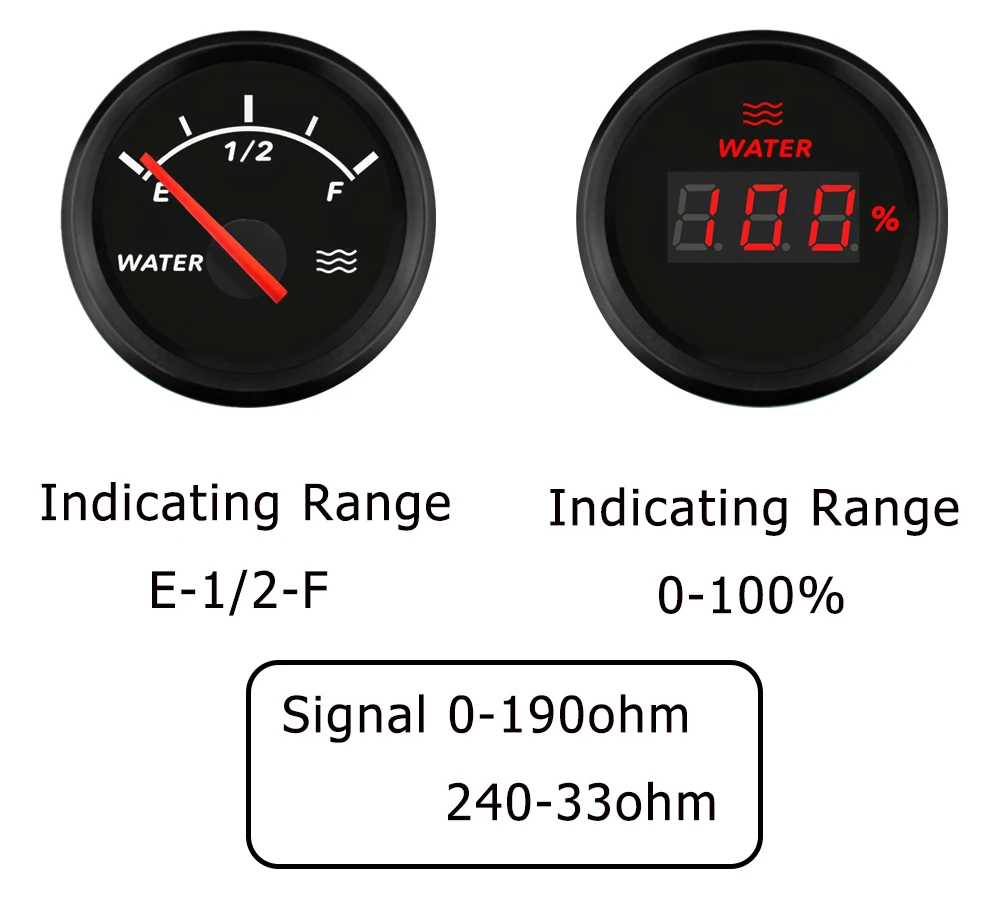 Eling Digital Water Tank Level Gauge Meter 52mm Waterproof 0190ohm 240