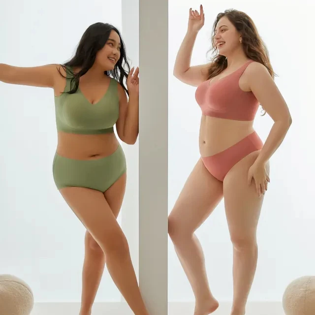 Plus-Size Wireless Full-Cup Bra Set (LJ080) product reference view 3