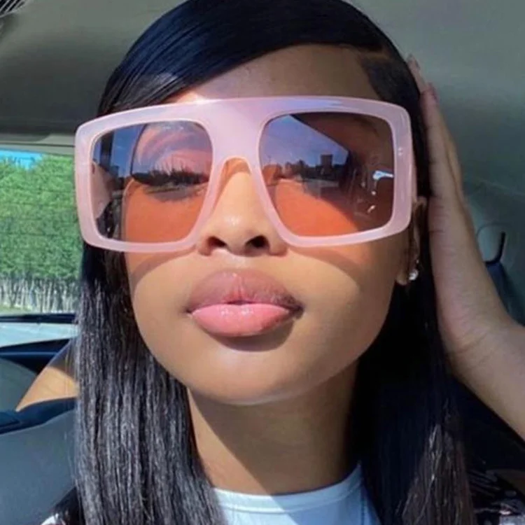 2024 Trend Square Oversized Pink Sunglasses Women Vintage display picture 1