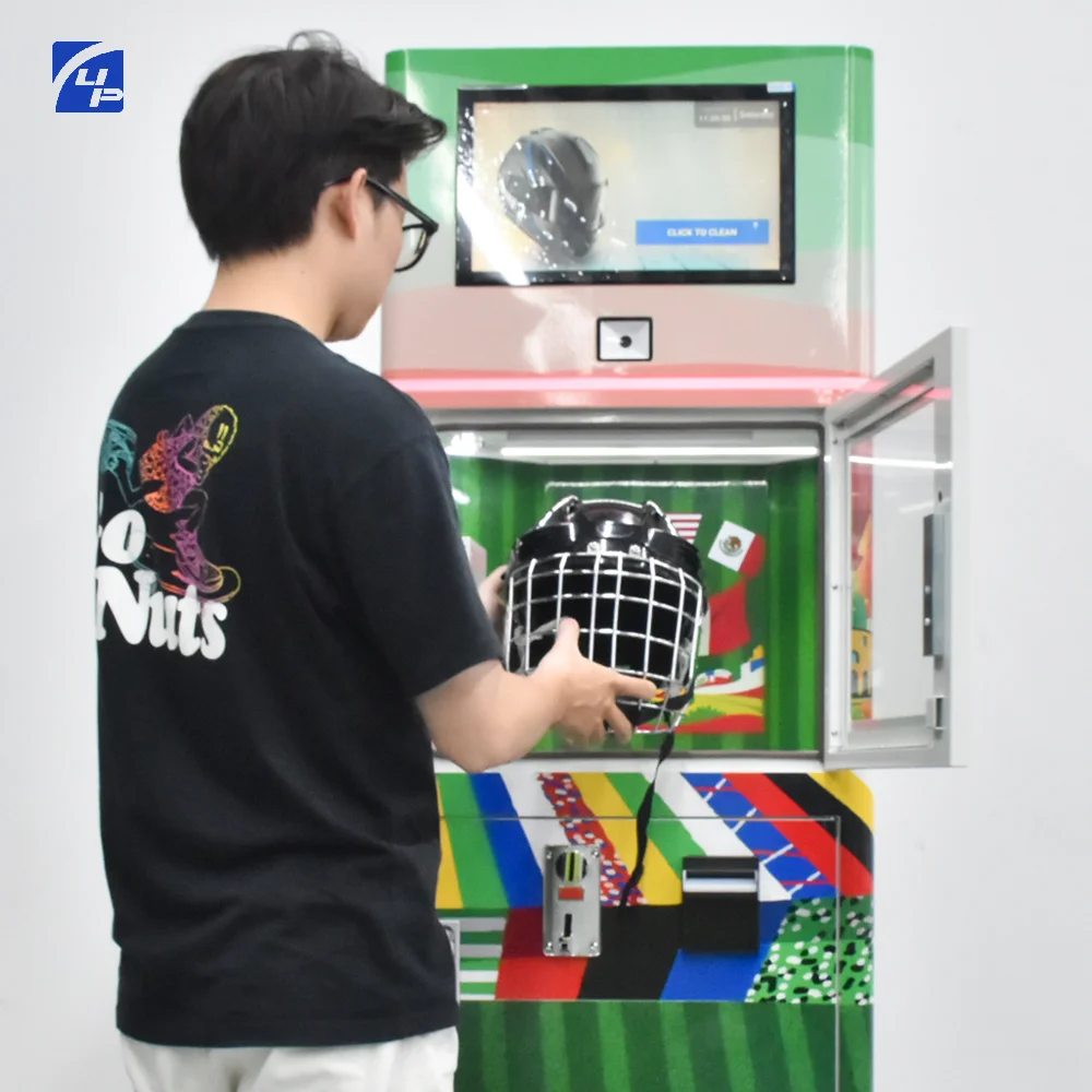 Производствена фабрика, патентована и персонализирана шлемова автоматична почистваща машина за продажба чрез автомати; автоматична машина за почистване на мотоциклетни шлемове за продажба чрез автомати