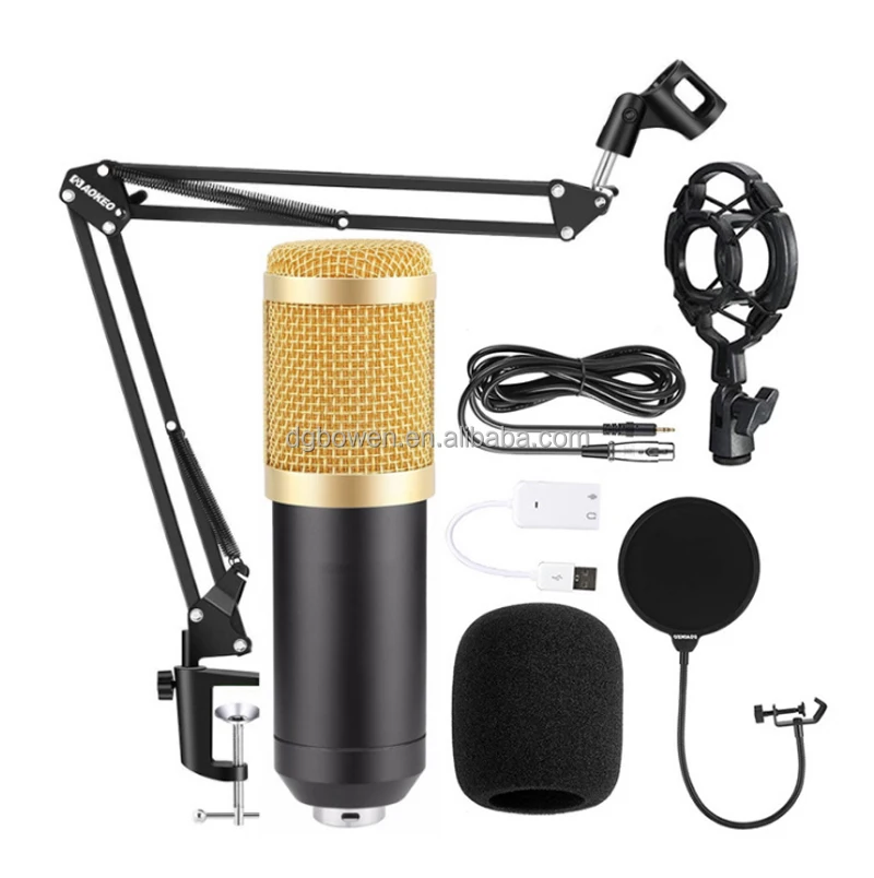 Color : Black Color : Red Bm 800 Studio Microphone Kits With Filter V8 Sound Card Condenser Microphone Bundle Record Ktv Karaoke Smartphone Microphone JIAJIAFUDR 