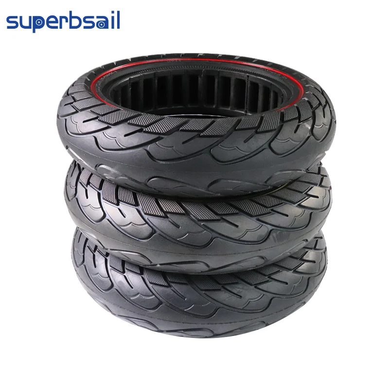 EU stock 10*2.5 Inch Solid Tire With Color Ring Red Yellow Blue For Ninebot Max G30/G30D Scooter Accessories details