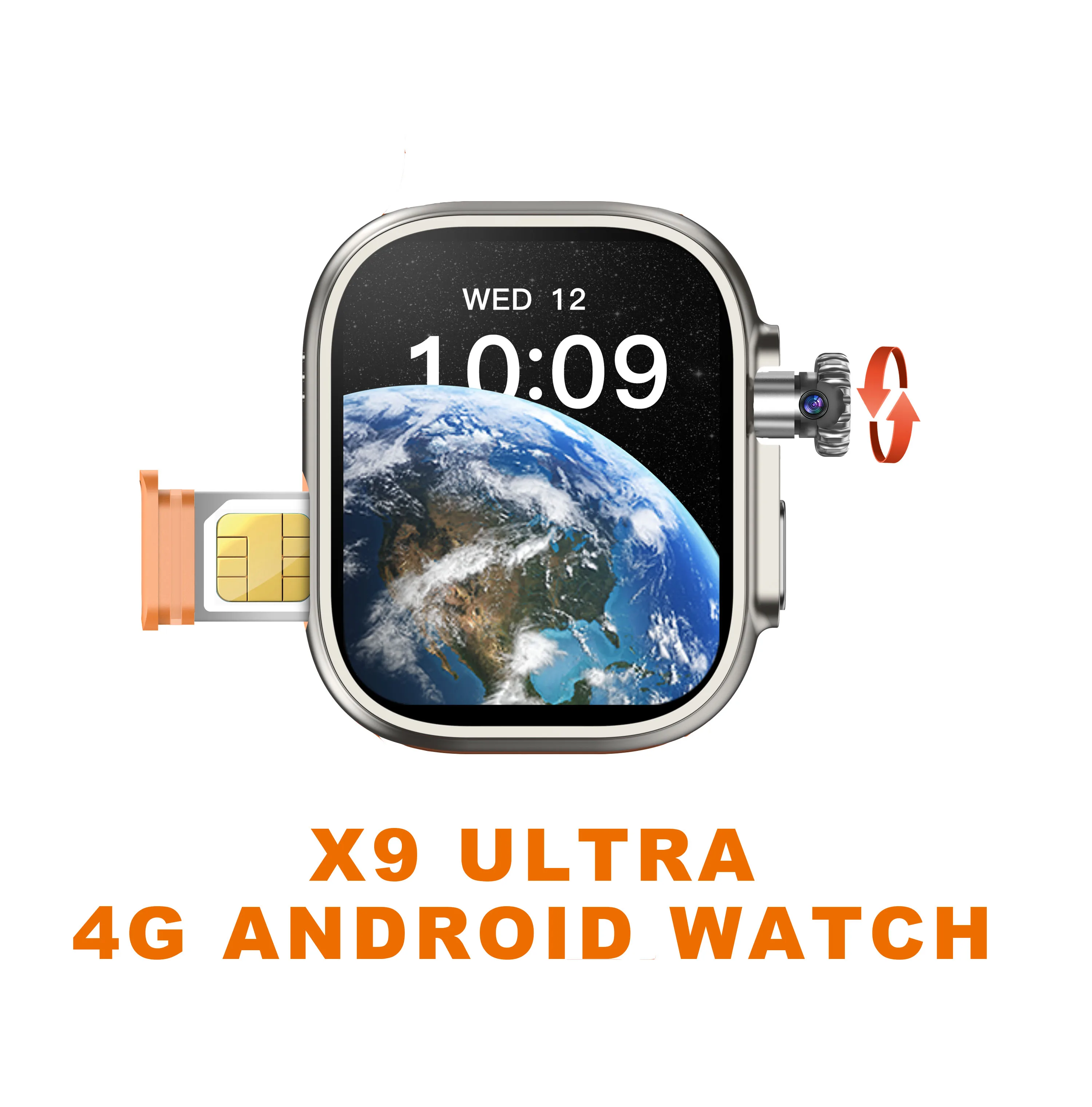 Factory Directly Sale X9 Ultra 4G Phone Call  Smart Watch Android OS Sim Call Watch with Camera