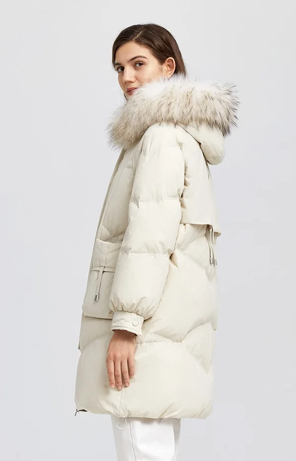 Winter Women Hooded Zipper Down Jacket Fox Fur Women's Down Coats - Buy ...