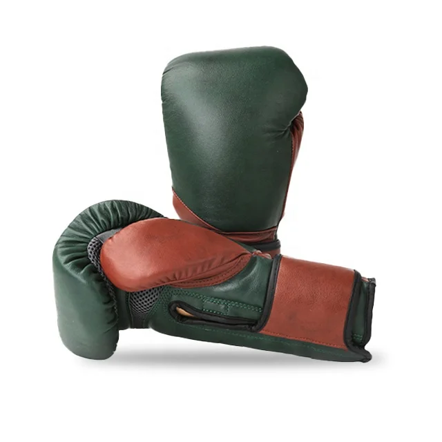 High Quality Cowhide Leather Buckle Type Boxing Gloves with Latex Liner Print OEM Logo for Fighting Kickboxing
