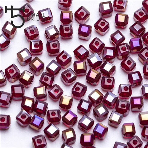 4mm 6mm Square Shape Crystal Glass Beads Multicolor Cube Beads  for Jewelry Making details