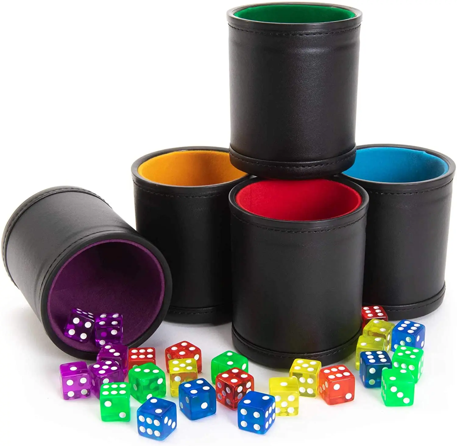 Folding Hexagon Pu Custom Roll Leather Dice Stacking Cups Set Buy