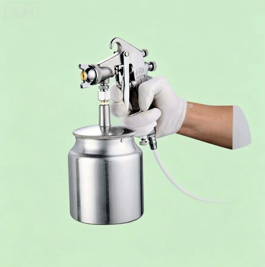 F75 High Pressure Pneumatic Spray Gun 400cc Gravity Feed 1.5mm Nozzle Aluminum Alloy
