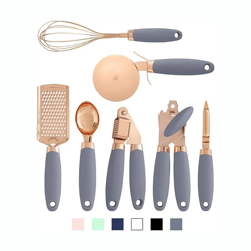 7 шт. Силиконовая ручка кухонный гаджет набор медных покрытий из нержавеющей стали посуда