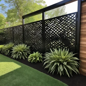 Aluminum black Privacy fence no dig horizontal slat aluminum fence panels