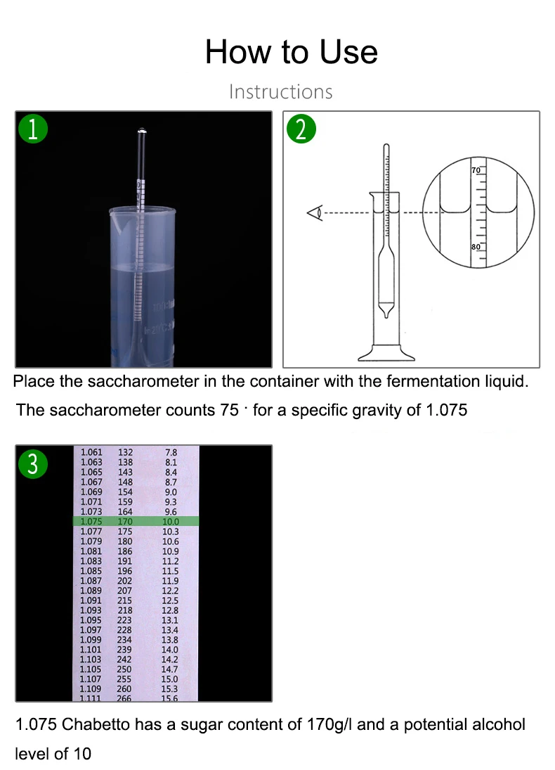 Beer & Wine Triple Scale Hydrometer Alcoholmeter Densimeter Areometer ...