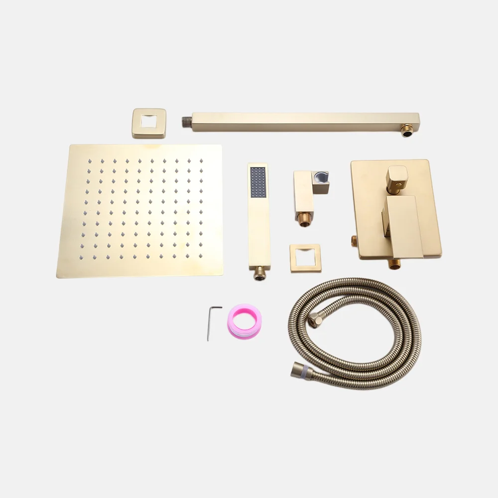 Best Price Hot SellLuxury Bathroom Brass Shower Hot and Cold Shower Mixer in Wall Mounted Rain Concealed Shower Set