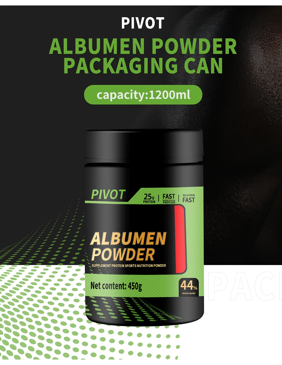 Supplement Bottle Black Protein Powder Container Whey Protein Jar