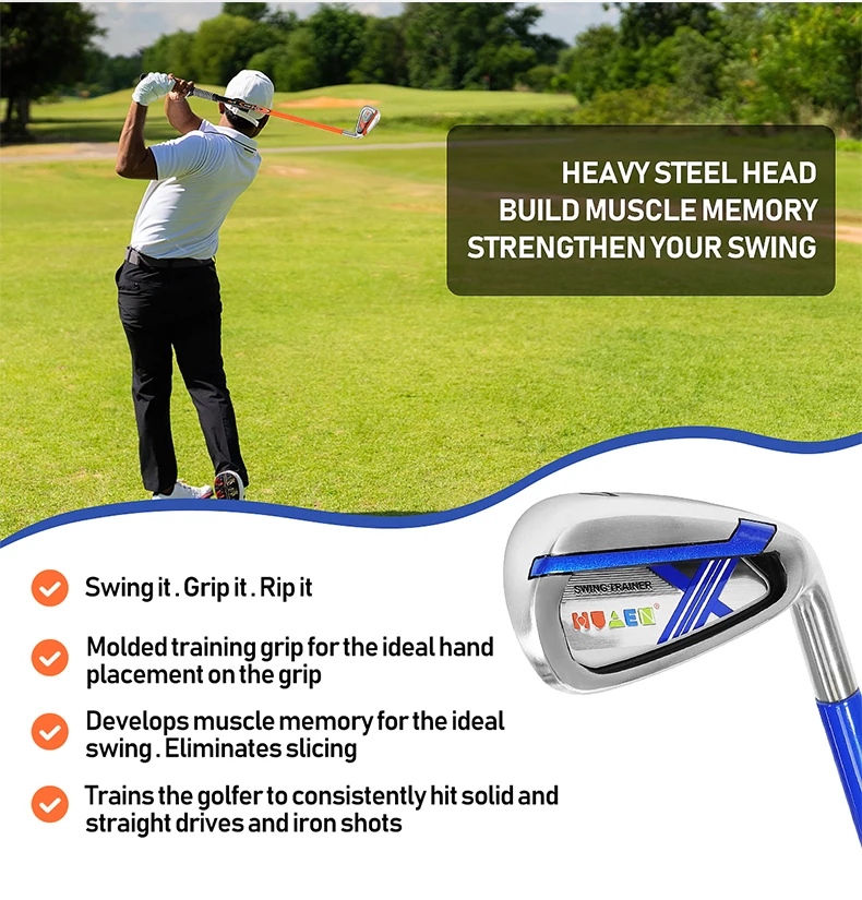 Huaen Weighted Golf Swing Trainer Shortened 7 Iron Swing Trainer Golf Club Swing Trainer Aid To
