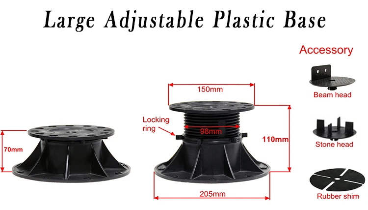 Durable self leveling Adjustable plastic pedestal
