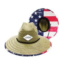 Source Custom patch logo oversized sombrero men surf beach hat women summer  beach ladies dye brown natural grass lifeguard straw hat on m.