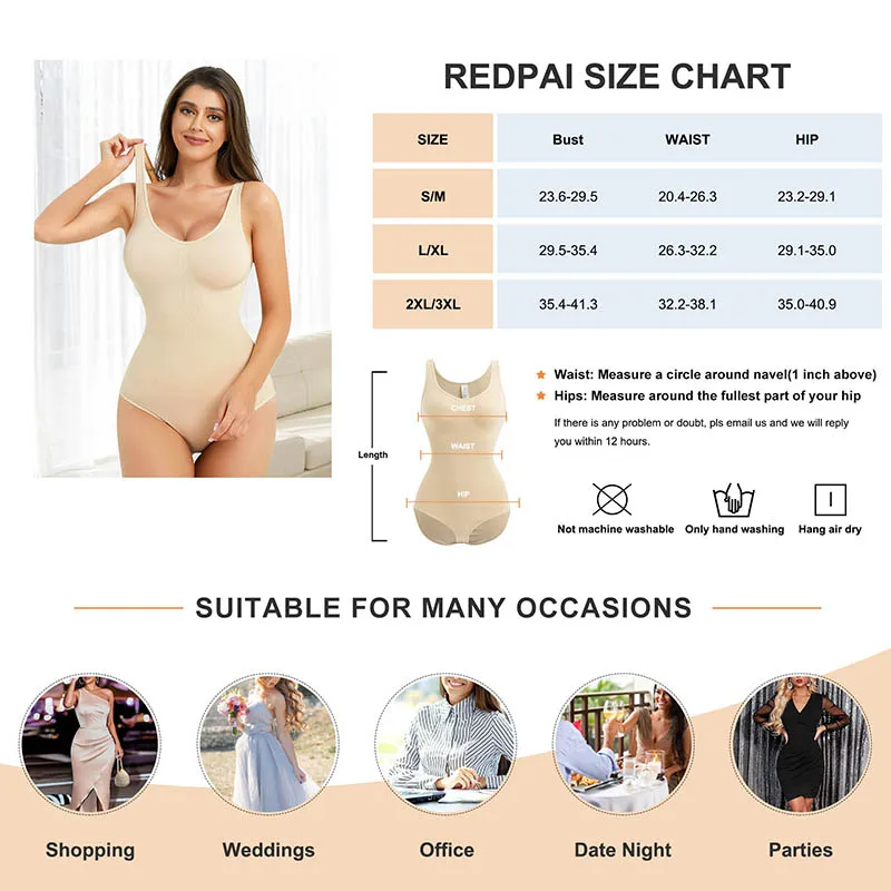 Women Tummy Control Bodysuit Shapewear Thong Slimming Body Shaper Skims