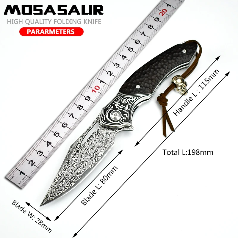 Boutique High Quality 107 Layer Damascus Vg10 Steel Wooden Handle Folding Knife Portable