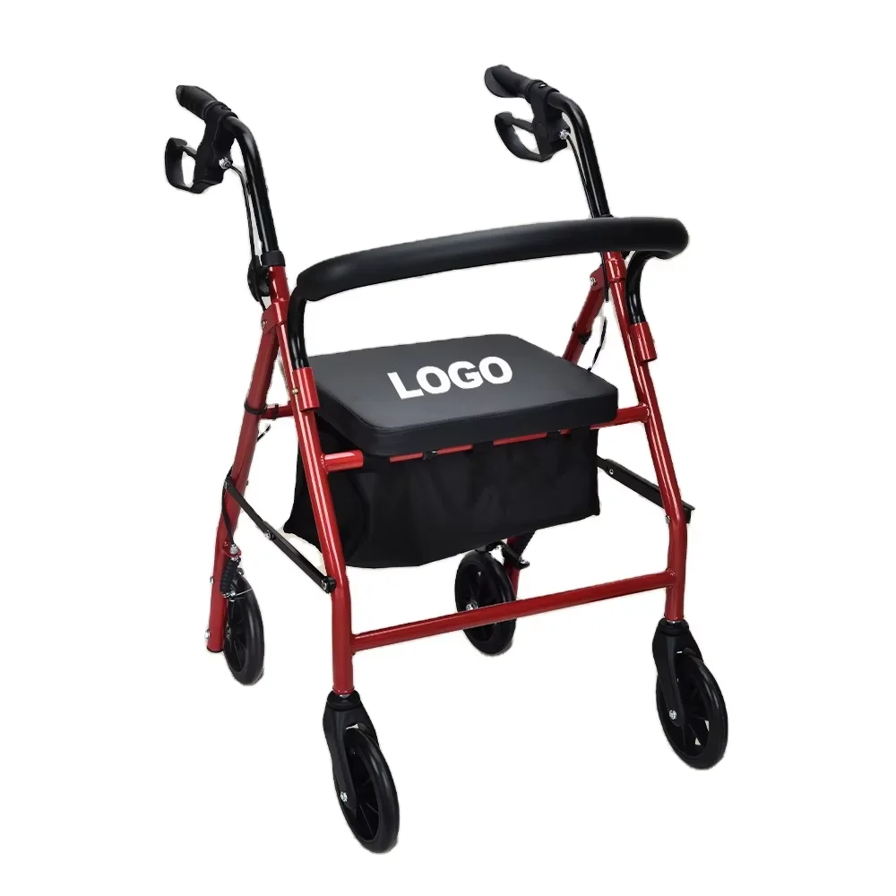Steel Rollator Walker with Cushioned Seat and 6” Wheels-KDBWG917E02