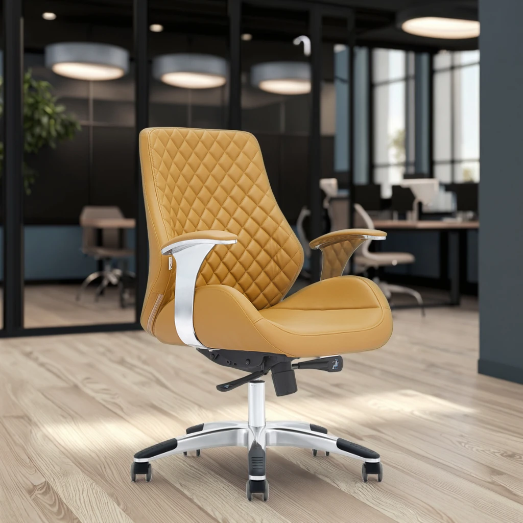 Professional Mid Back Office Chair Height Adjustable Gas Lift Four Stage Lock System 6