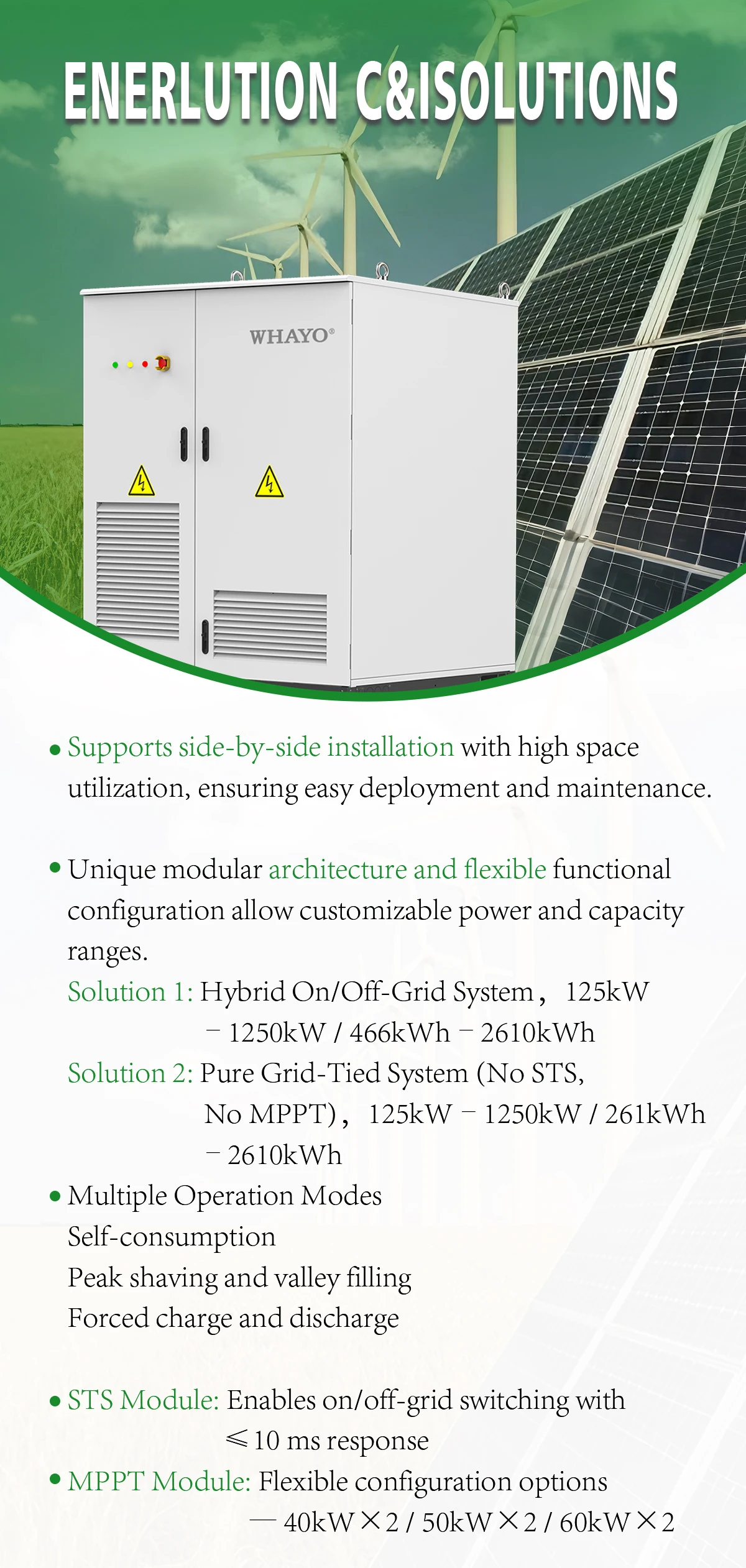 Off Grid Energy Storage Solutions For Luxury Property Reference: Whayo Liquid Cooled Lithium Energy Storage Cabinet 241Kwh 261Kwh