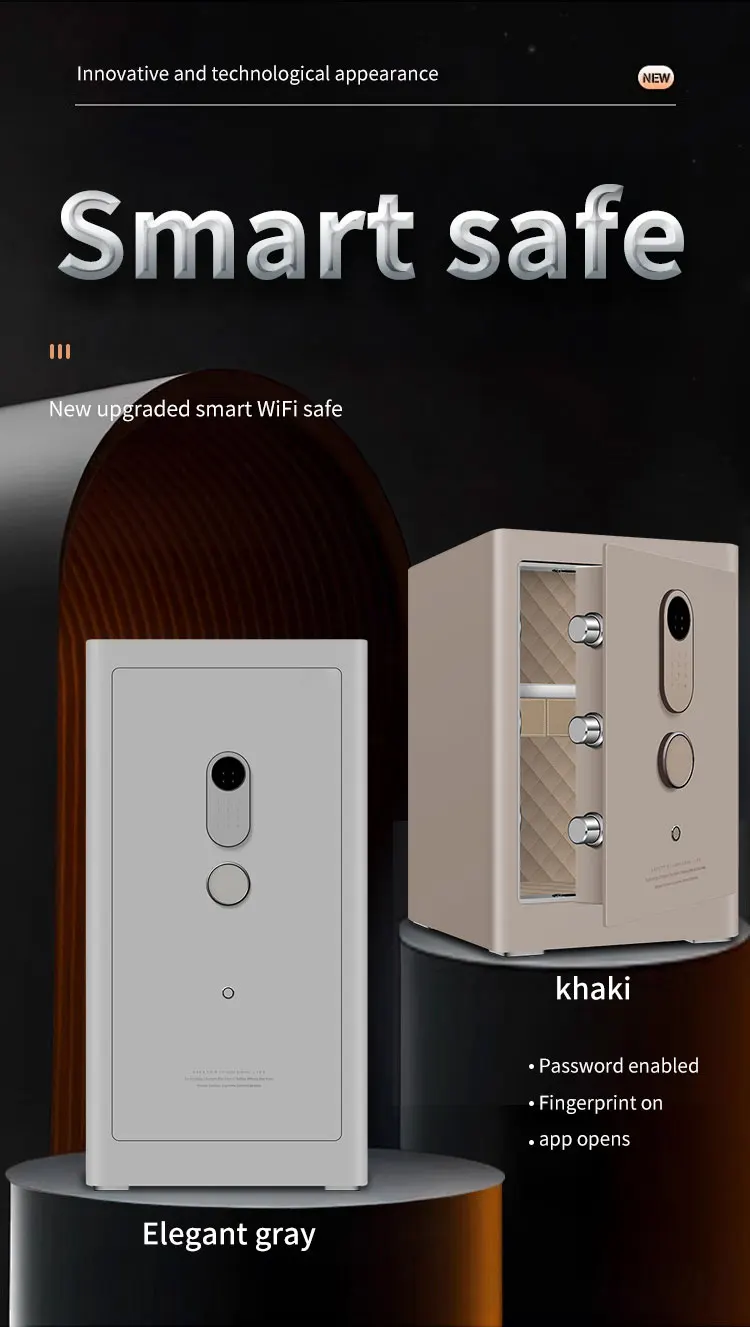 CEQSAFE TUYA APP Wi-fi Anti-Theft SteeL Office Home Safe Alarm Button Fingerprint Fireproof Simple Password Safes Box manufacture