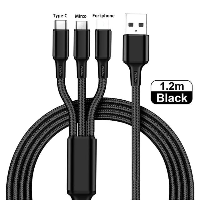 Cable Multi USB, Cable Multi Chargeur, Baseus 3 en 1 1.2M Micro